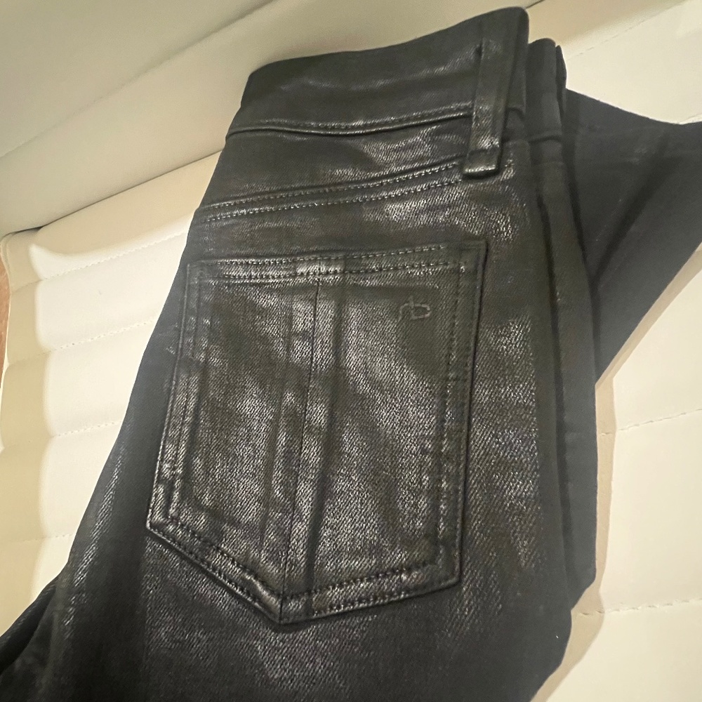 Rag & Bone Nina High-Rise - Coated Black Jeans (Size 24)